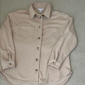 Time and Tru Beige Button-Up Sweatshirt